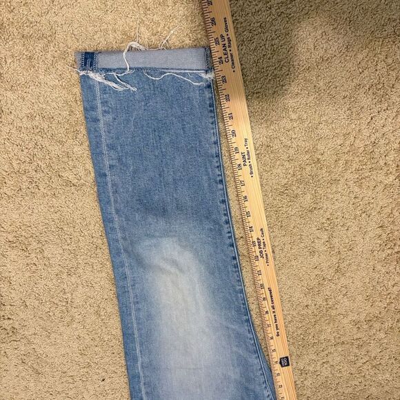 MOTHER The Scrapper Cuff Ankle Fray sneak‎ peek blue denim jeans NEW size 27 - Picture 7 of 10